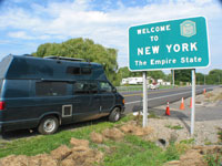 We cheered as we made it into New York. It definitely wasnt like the movies. We drove the backroads in and the place was very quiet and rural.