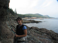 The engaged couple climbing for the first time by themselves at Otter cliffs