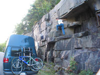 As i was roadside bouldering - some guy started hollering at us for parking there, which was legal, so i gave him a look and a few words