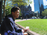 Our first morning in Boston - being like the locals with my Dunkin Donuts coffee
