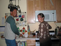 The first kitchen weve used since being on the road - it was nice to have hot running water