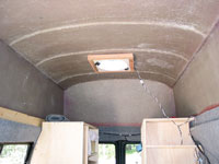 Bare fiberglass top with only the fan installed