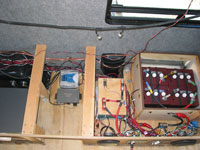 Under bed compartment. From left to right you have the stereo amp, XM TUner, Inverter, and Battery box