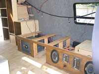 Under bed compartment with colored front panel