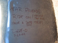 WE found this on the wheel well when we were building the kitchen area - yes - we have been safe