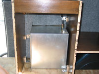 Close up of the propane box from the inside. We had to make sure that the propane was completely sealed to the outside