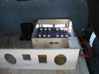 Our battery box with the top off and you can see through the duct in the wall