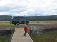Heading back to the van after a nice little hike viewing all of Yellowstones wonders