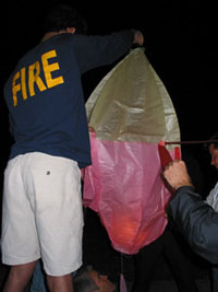 We soaked this small ring in lighter fluid and placed it inside the Balloon and lit it